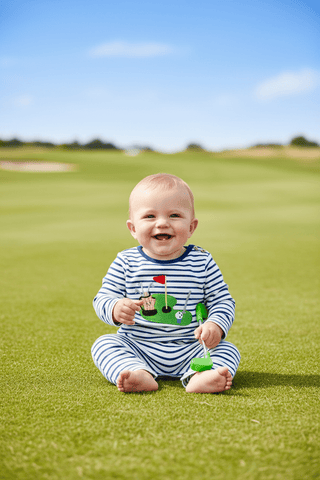 Striped Golf Bodysuit - Mud Pie-Infants-Simply Blessed Children's Boutique