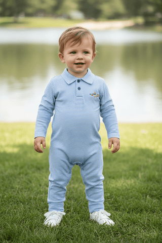 Trotter Street Gone Fishing Collared Romper-Boys One-Piece-Simply Blessed Children's Boutique