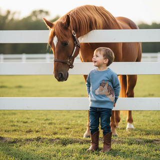 Angel Dear Blue Horse Head Raglan Sweatshirt-Boys Sweatshirt/Pullover-Simply Blessed Children's Boutique