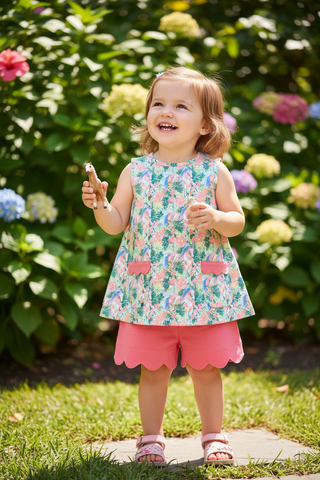 Girls’ Horse Sleeveless Tunic and Coral Short Set by Ishtex - Simply Blessed Children's Boutique