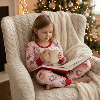 Mud Pie Girl's Pink Christmas Pajama Set-Girls Sleepwear-Simply Blessed Children's Boutique