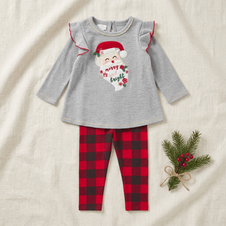 Girl's Santa Tunic & Legging Set-Girls Outfit Sets-Simply Blessed Children's Boutique