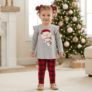 Girl's Santa Tunic & Legging Set-Girls Outfit Sets-Simply Blessed Children's Boutique
