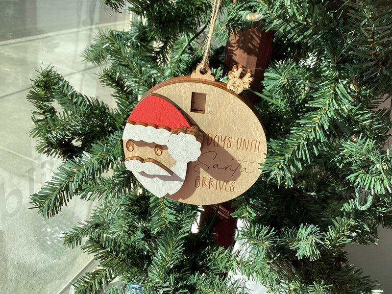 Wooden Santa Countdown Ornament