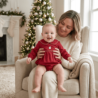 Mud Pie Red Poplin Embroidered Santa Bubble-Infants-Simply Blessed Children's Boutique