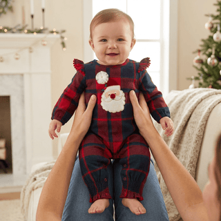 Plaid Santa Baby Bodysuit - Mud Pie-Misc.-Simply Blessed Children's Boutique