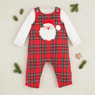 Santa Tartan Plaid Longall - Mud Pie-Misc.-Simply Blessed Children's Boutique