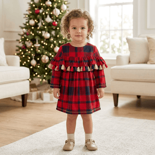 Mud Pie Tartan Plaid Tassel Dress-Misc.-Simply Blessed Children's Boutique