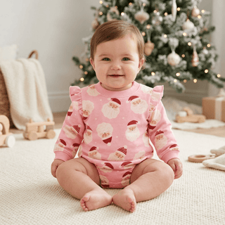 Mud Pie Pink Santa Sweatshirt Bubble-Misc.-Simply Blessed Children's Boutique