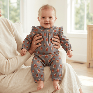 Mud Pie Floral Block Print Long-Sleeve Romper-Infants-Simply Blessed Children's Boutique