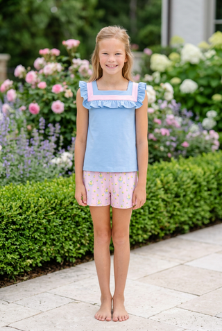 Darla Day Top – Sarasota Sky/Sandpiper Pink | The Beaufort Bonnet Company-Misc.-Simply Blessed Children's Boutique