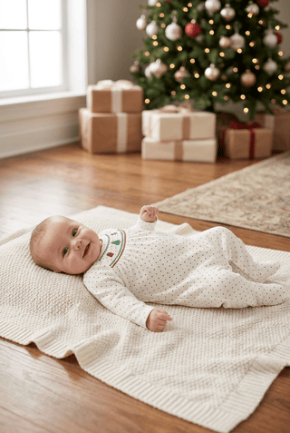 Mud Pie Christmas Smocked Polka Dot Sleeper-Infants-Simply Blessed Children's Boutique