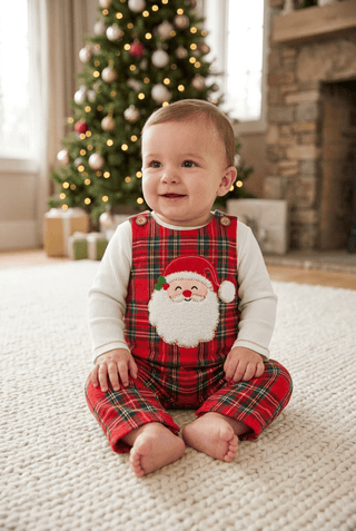 Santa Tartan Plaid Longall - Mud Pie-Misc.-Simply Blessed Children's Boutique