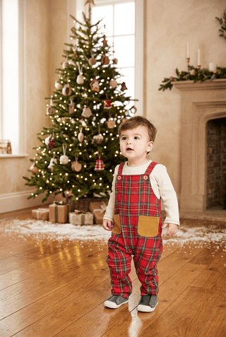 Tartan Plaid Baby Boys Overalls - MudPie-Misc.-Simply Blessed Children's Boutique