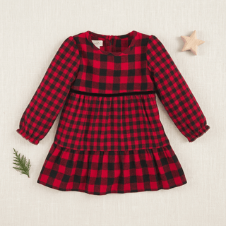 Buffalo Plaid Toddler Girls Dress- MudPie-Misc.-Simply Blessed Children's Boutique