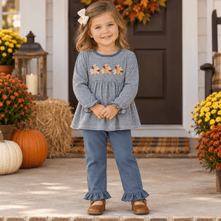 Three Sisters Girls Turkey Lurkey Top and Ruffle Pant Set-Girls Outfit Sets-Simply Blessed Children's Boutique