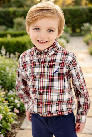 Dean's List Dress Shirt - Paris Pike Plaid/Nantucket Navy by The Beaufort Bonnet Company-Boys Long Sleeve Shirts-Simply Blessed Children's Boutique