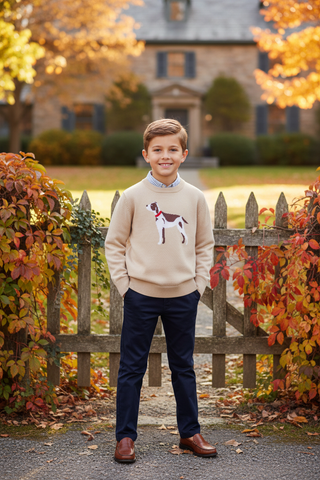Isaac's Intarsia Sweater - Osprey Oatmeal/Dog from The Beaufort Bonnet Company-Misc.-Simply Blessed Children's Boutique