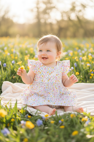 Magnetic Me Bunny Blossom Modal Flutter Sleeve Dress with Bloomers - Simply Blessed Children's Boutique