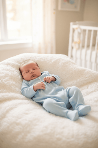 Mud Pie Baby Boy Blue Crochet Cross Sleeper – Christening & Baptism Outfit - Simply Blessed Children's Boutique