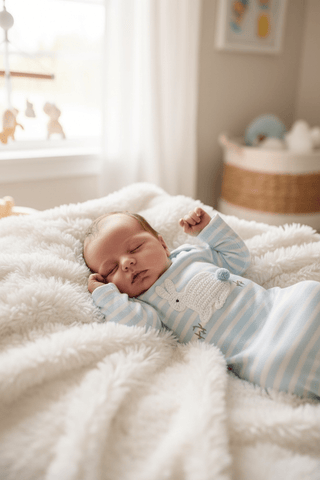 Mud Pie Baby Boy Blue Crochet Bunny Gown - Simply Blessed Children's Boutique