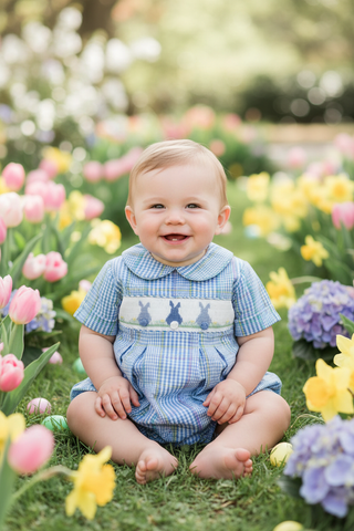 Bailey Boys Cottontails Boys Easter Smocked Bubble - Simply Blessed Children's Boutique