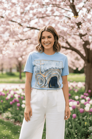 He Is Risen Comfort Colors Easter Tee – Hand - Painted Christian Graphic T-Shirt - Simply Blessed Children's Boutique