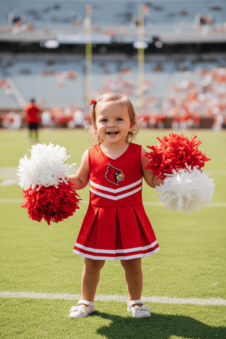 University of Louisville Cardinals Cheer Bodysuit Dress – Officially Licensed-Girls Dresses-Simply Blessed Children's Boutique