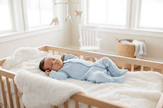 Love Lines Blue Organic Cotton Pointelle Magnetic Footie-Infants-Simply Blessed Children's Boutique