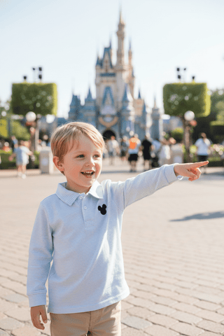 Itsy Bitsy Blue Striped Long Sleeve Mickey Mouse Polo - Simply Blessed Children's Boutique