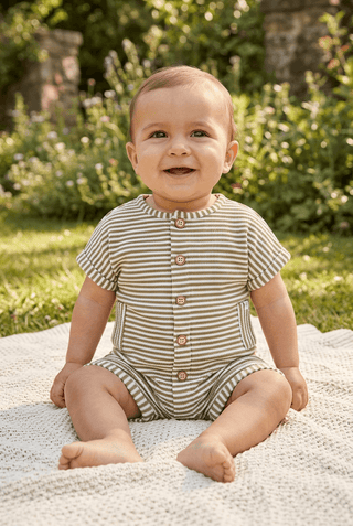 Mud Pie Baby Boys' Olive Striped Shortall-Misc.-Simply Blessed Children's Boutique