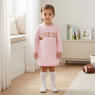 Football Cheer Pink T-shirt Dress - Mud Pie-Misc.-Simply Blessed Children's Boutique