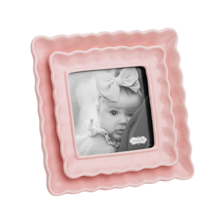 Mud Pie Pink Ceramic Layered Scallop Picture Frames-Home/GIft-Simply Blessed Children's Boutique