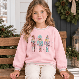 Mud Pie Girls Pink Nutcracker Sequin Sweatshirt-Girls Sweatshirt/Pullover-Simply Blessed Children's Boutique