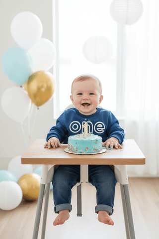 Navy "One" Birthday Sweatshirt - Mud Pie-Infants-Simply Blessed Children's Boutique