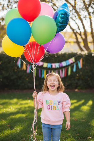 Lulu Bebe Puff Sleeve Pink Sequin Birthday Girl Top-Girls Short Sleeve Shirts-Simply Blessed Children's Boutique