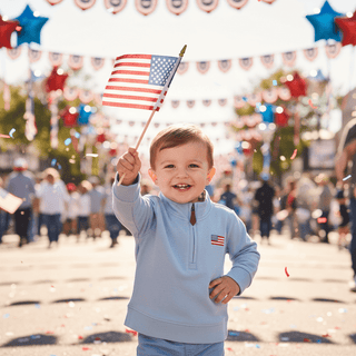 Mud Pie Boys' Patriotic Flag Quarter Zip Sweatshirt-Boys Sweatshirt/Pullover-Simply Blessed Children's Boutique