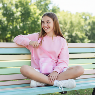Mila & Rose Pink Gingham Go-Getter Crossbody Bag-Bags-Simply Blessed Children's Boutique