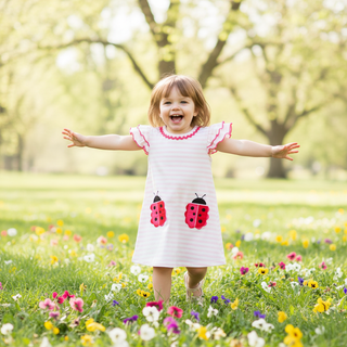 Ladybug Flutter Sleeve Dress - Mud Pie-Girls Dresses-Simply Blessed Children's Boutique