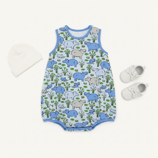 Patton Play Bubble - Pima - Bal Harbour Hippo (Beale Street Blue)/Sunrise Blvd Blue by The Beaufort Bonnet Company-Infants-Simply Blessed Children's Boutique