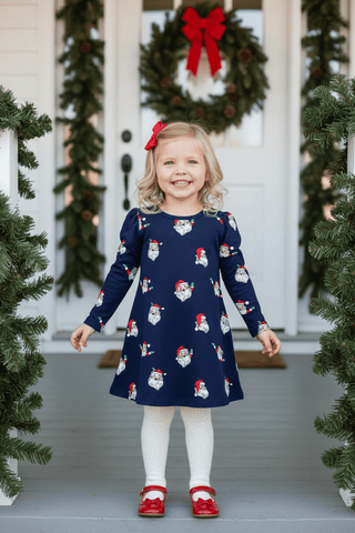 Long Sleeve Penny's Play Dress - Jolly Old St. Nick from The Beaufort Bonnet Company-Girls Dresses-Simply Blessed Children's Boutique