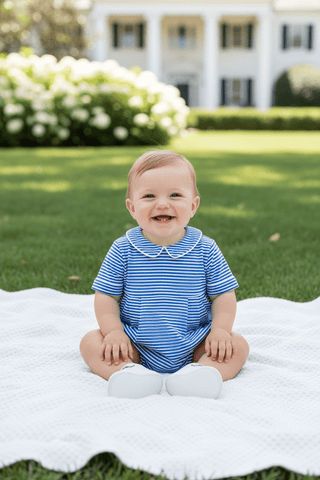 Pima Bradford Bubble – Rockefeller Royal Stripe/Worth Avenue White-Infants-Simply Blessed Children's Boutique