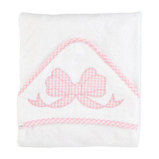 Pink Bow Applique Hooded Towel