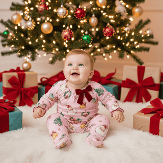 Mud Pie Baby Girls Pink Christmas Sleeper-Infants-Simply Blessed Children's Boutique