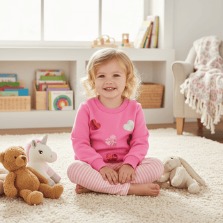 Mud Pie Sequin Heart Sweatshirt and Striped Leggings-Girls Outfit Sets-Simply Blessed Children's Boutique