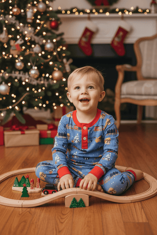Sage & Lilly Blue Polar Train Pajama Set-Boys Sleepwear-Simply Blessed Children's Boutique