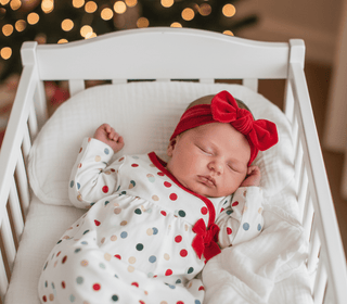 Baby Girl Polka Dot Christmas Gown & Headband Set - Mud Pie-Infants-Simply Blessed Children's Boutique