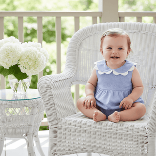 Mud Pie Baby Girl’s Blue Gingham Scallop Bubble-Infants-Simply Blessed Children's Boutique