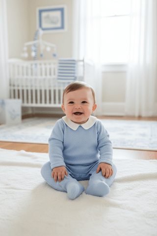 Potter's Playsuit (Quilted) – Buckhead Blue/Worth Avenue White-Infants-Simply Blessed Children's Boutique