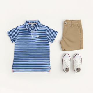Prim and Proper Polo – Rockefeller Royal Stripe/Worth Avenue White-Boys Short Sleeve Shirts-Simply Blessed Children's Boutique